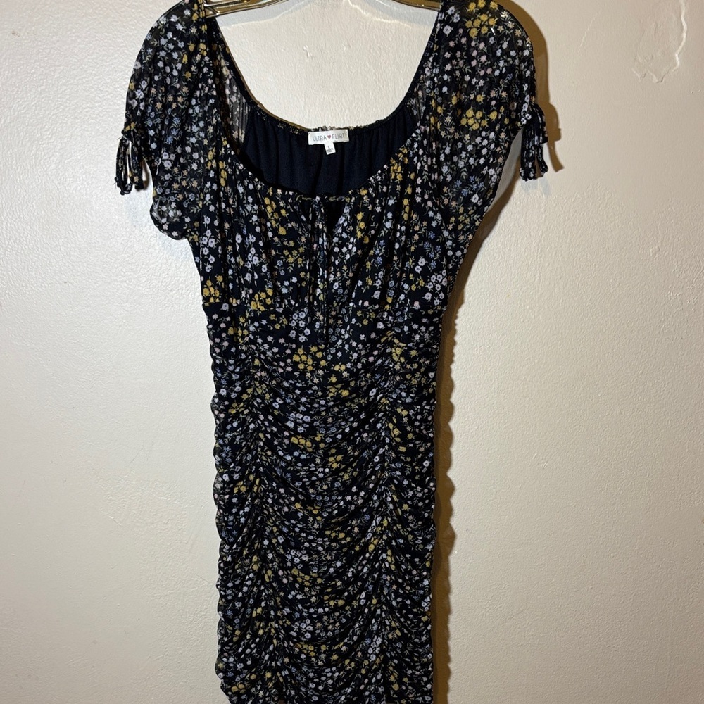 Ultra Flirt Black Floral Mini Dress